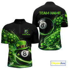 Load image into Gallery viewer, Funny Tornado Shamrock 8 Ball St Patrick's Day Men Billiard Shirts Custom Pool Balls Billiard Attire NYN2742