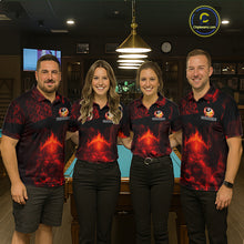 Load image into Gallery viewer, Red Flames Skull Yin &amp; Yang Pool Billiard Shirt For Men Custom 8 Ball &amp; 9 Ball Billiard Team Attire NYN2744