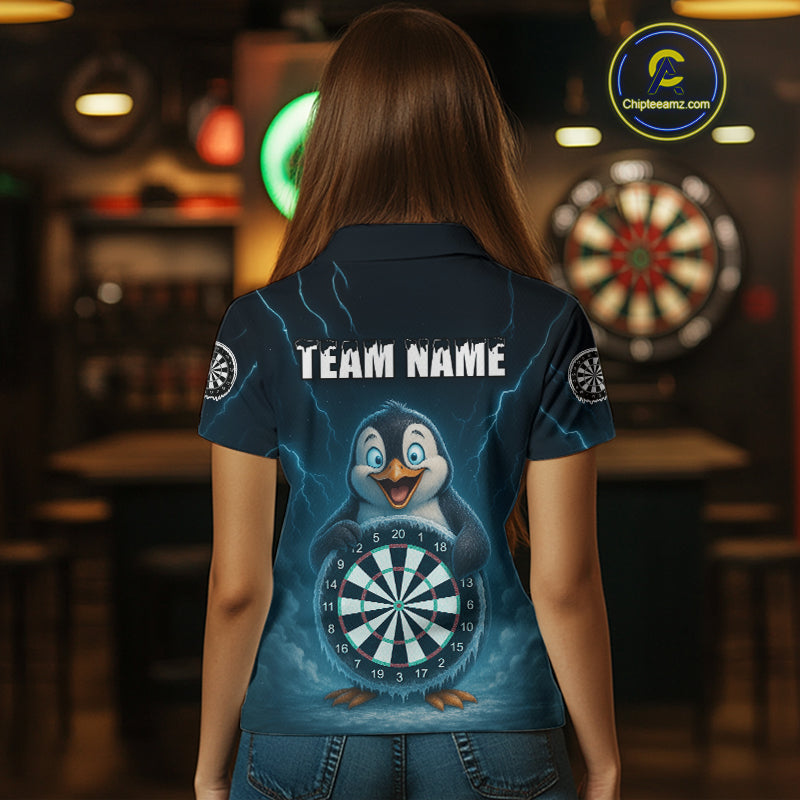 Custom Funny Penguin Icy Dartboard Dart Polo Shirt For Women Outfits Dart Jerseys NYN1544