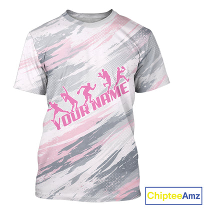 Custom Pink Grey Paint Pickleball Ball & Paddle T-Shirt For Men Outfits Pickleball Jersey NYN2577