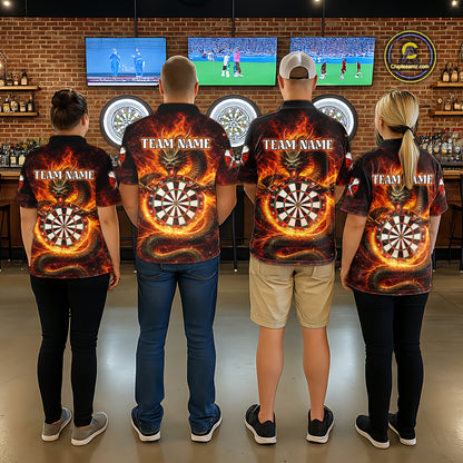 Personalized Red Flaming Dragon Dartboard Men Darts Polo Shirt Custom Darts Team Jerseys NYN2582