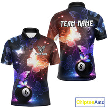 Load image into Gallery viewer, Multi-Color Butterfly 8 Ball Pool Polo &amp; 1/4 Zip Shirts For Men Custom Pool Billiard Team Jerseys NYN2972