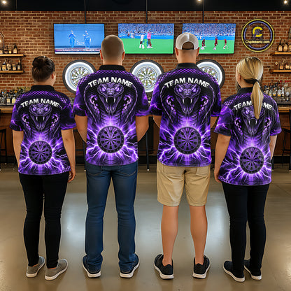 Thunder Lightning Purple Cobra Snake Dart Shirts For Women Custom Team Outfit Darts Jerseys NYN3361
