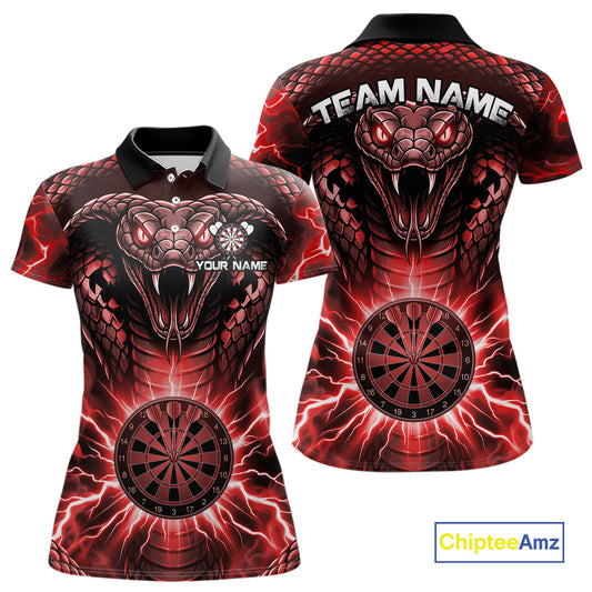 Thunder lightning red cobra snake dart shirt for women custom darts jersey