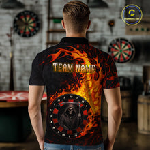Load image into Gallery viewer, Grim Reaper Red Flaming Dartboard Men Darts Polo Shirt Personalized Grunge Darts Team Jerseys NYN2600