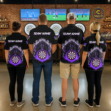 Load image into Gallery viewer, Grey And Purple Flames Wolf Custom Men's Funny Dart Polo Shirts Team Dart League Jerseys NYN2080