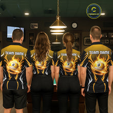 Load image into Gallery viewer, Custom Yellow Flames 8 Ball Women's Billiard Shirts Personalized Billiard Cue Attire Gifts NYN2339