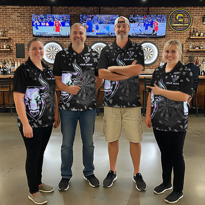 Bull & Dartboard Custom Grunge Men's Darts Polo Shirt Holographic Darts Team Jersey NYN2353
