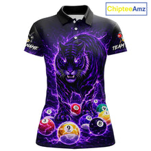 Load image into Gallery viewer, Thunder Purple Horror Tiger Pool Ball Billiard Shirt For Women Custom 8 Ball Billiard Team Attire NYN2629