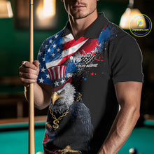 Load image into Gallery viewer, Custom American Flag Splatter Eagle 8 Ball Pool Billiard Shirts For Men Patriotic Billiard Team Jersey NYN2778