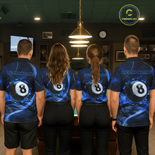 Load image into Gallery viewer, Smoke Cracked Billiard 8 Ball Pool Shirt For Men Custom Billiard Polo &amp; 1/4 Zip Team Attire | Blue NYN3423