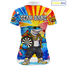 Load image into Gallery viewer, Funny Rich Cool Shark Hold Dartboard Women Darts Polo Shirt Custom Pop Art Dart League Shirt NYN2646