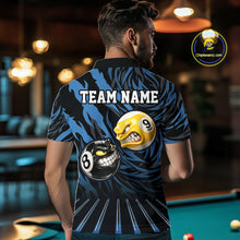 Load image into Gallery viewer, Funny 8 Ball &amp; 9 Ball Billiard Polo &amp; 1/4 Zip For Men Custom Pool Cue Pattern Billiard Jerseys |Blue NYN3018
