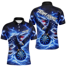 Load image into Gallery viewer, Thunder Torn US Flag Eagle Dartboard Men Darts Polo Shirt Custom Patriotic Dart League Shirt NYN2649