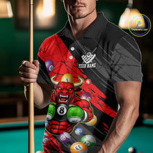 Load image into Gallery viewer, Boxing Bull Hold 8 Ball Pool Funny Billiard Shirt For Men Personalized Pool Balls Billiard Shirts NYN2652