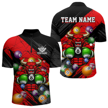 Boxing Bull Hold 8 Ball Pool Funny Billiard Shirt For Men Personalized Pool Balls Billiard Shirts NYN2652