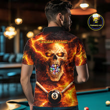 Load image into Gallery viewer, Thunder Red Skull Billiard 8 Ball &amp; Sticks Billiard Shirt For Men Personalized Billiard Ball Shirts NYN2655