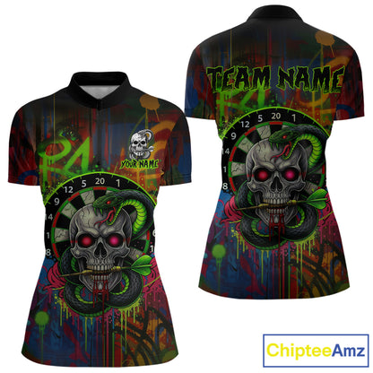 Colorful Cobra Skull Dartboard Custom Graffiti Women Darts Quarter-Zip Shirt Shark Dart Jerseys NYN1924