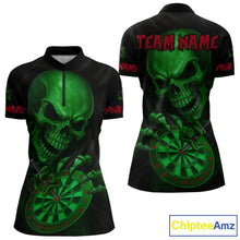 Load image into Gallery viewer, Custom Blood Cobra Green Dartboard Skeleton Dart Women Quarter-Zip Jerseys Dart Team Shirt NYN1652