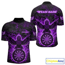 Load image into Gallery viewer, Custom Red Flames Eagle Digital Camo Darts Quarter-Zip Shirt For Men Cracked Dart Jerseys NYN1959