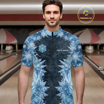 Icy Mens Bowling Shirts Custom Snowflake Icy Bowling Ball And Pins Team League Bowler Jerseys NYN3070