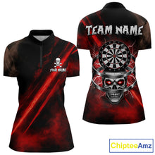 Load image into Gallery viewer, Custom Silver Skull Dartboard Lightning Red Dart Women 1/4-Zip Jerseys Outfits Dart Shirt NYN1710
