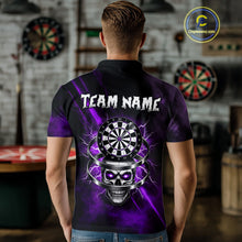 Load image into Gallery viewer, Custom Silver Skull Dartboard Lightning Purple Dart Men Polo Jerseys Outfits Dart Shirt NYN1711