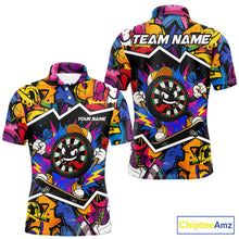 Load image into Gallery viewer, Funny Strike Dartboard Graffiti men's darts polo shirt, colorful graffiti dart jersey, personalized dart team uniform