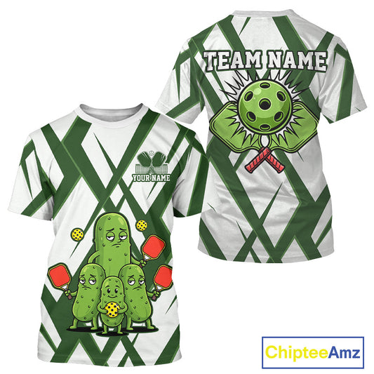 Custom Funny Pickles Green Pickleball Ball T-Shirt For Men Funny Pickleball Jerseys NYN1746