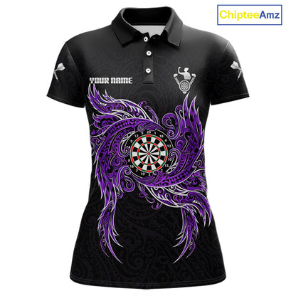 Purple Tribal Pattern Dartboard Darts Polo Shirt For Women Custom Darts Team Jerseys NYN2551