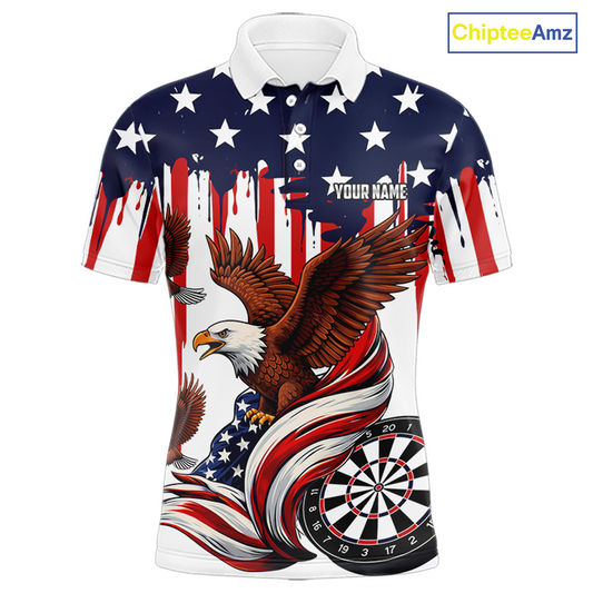 US Flag Eagle 3D Dartboard Men Darts Team Shirt Personalized Patriotic Dart Polo Jerseys NYN2571