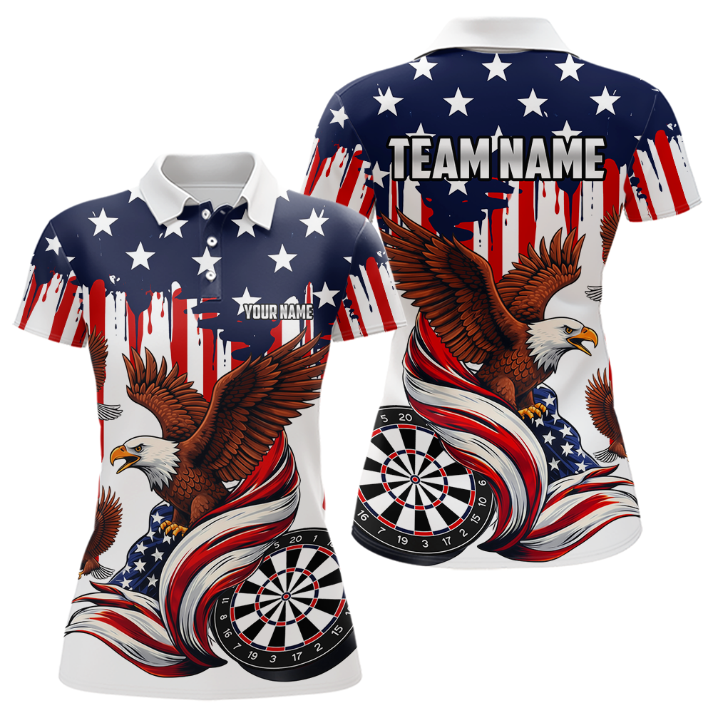 US Flag Eagle 3D Dartboard Women Darts Team Shirt Personalized Patriotic Dart Polo Jerseys NYN2571