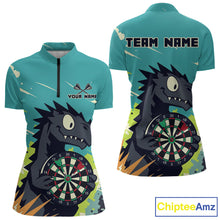 Load image into Gallery viewer, Custom Multicolor Dragon Dartboard Funny Dart 1/4-Zip Shirt For Women Dart Tournament Jerseys NYN1522