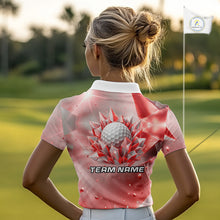 Load image into Gallery viewer, Women Golf Polo Shirt Custom Red-Diamond Crystal Golf Ball Custom Name Golf Shirts For Team NYN3157