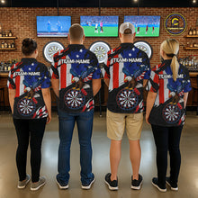 Load image into Gallery viewer, Red, Black And Blue American Flag Eagle Darts Shirts For Women Custom Patriotic Darts Team Jersey NYN3351