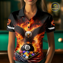 Load image into Gallery viewer, Fire Flame Eagle US Flag Pool Ball 3D Billiard Shirt For Women Personalized 8 Ball Billiard Attire NYN2587
