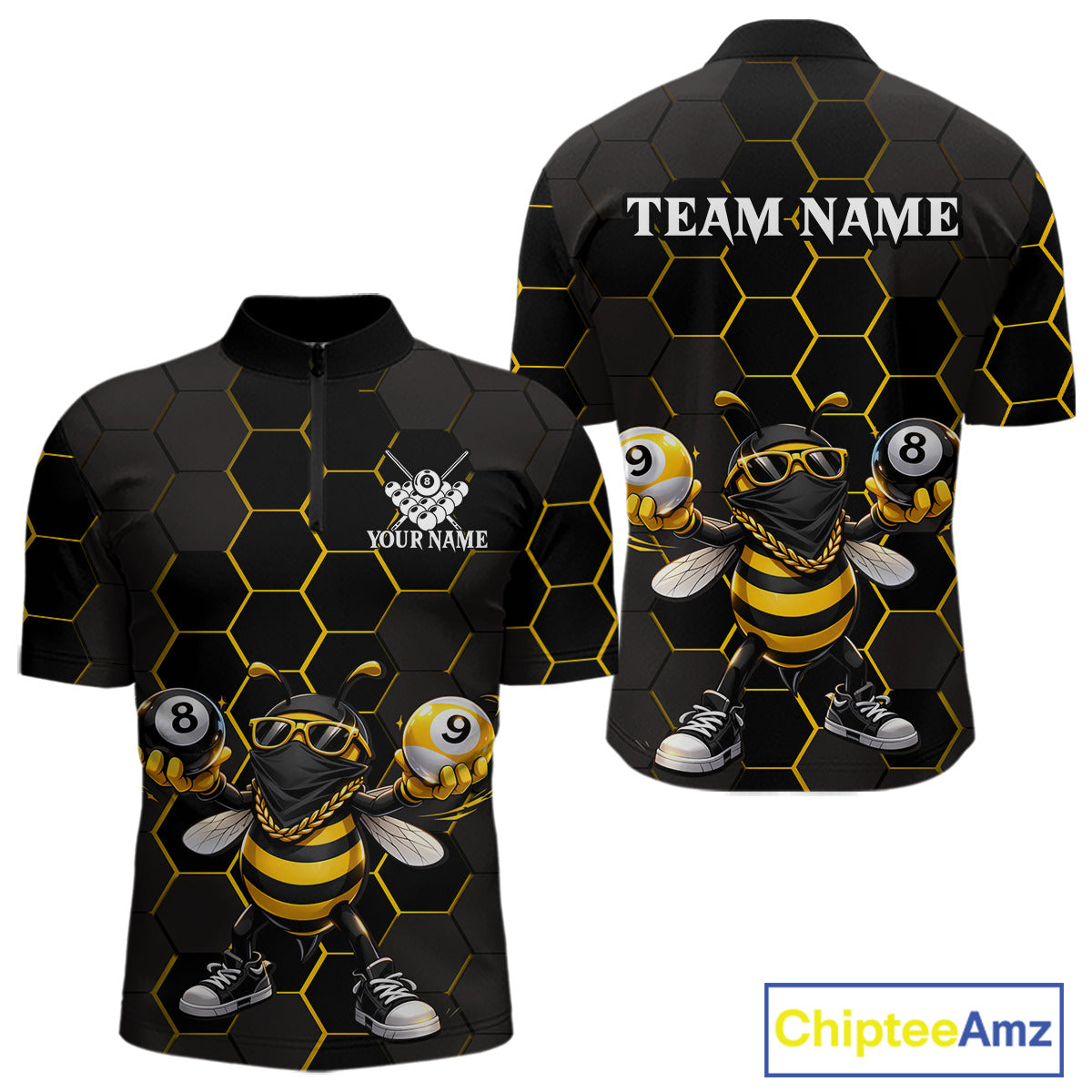 Hexagon Funny Thief-Bee 8 Ball And 9 Ball Men Billiard Pool Jersey Custom Billiard Team Appeal NYN2760