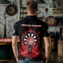 Load image into Gallery viewer, Black Red Flaming Skeleton Darts Custom Men's Dart Polo Shirts Team Dart League Jerseys NYN2075
