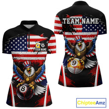 Load image into Gallery viewer, Grunge US Flag Eagle 8 Ball &amp; 9 Ball Billiard Pool Shirt For Women Custom Patriotic Billiard Appeal NYN2762