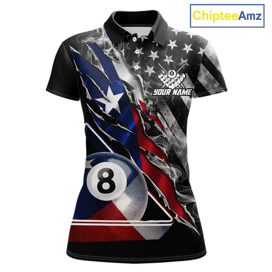 Personalized Smoke Texas Flag Billiard 8 Ball Pool Shirt For Women Custom Patriotic Billiard Appeal NYN2769