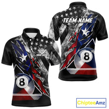 Load image into Gallery viewer, Personalized Smoke Texas Flag Billiard 8 Ball Pool Shirt For Men Custom Patriotic Billiard Appeal NYN2769