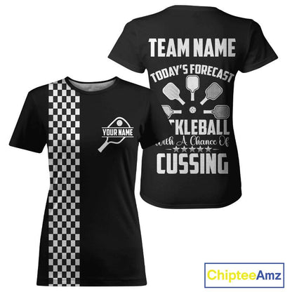 Custom Black-White Caro Pickleball Ball League Jerseys Women Pickleball Paddle Team Shirts NYN2145