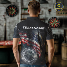 Load image into Gallery viewer, Custom American Flag Tornado White Thunder Darts Men Polo &amp; 1/4-Zip Shirts Dart Team Jerseys NYN2807