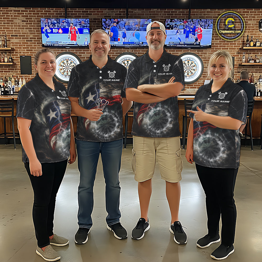 Custom Texas Flag Tornado White Thunder Darts Women Polo & 1/4-Zip Shirts Dart Team Jerseys NYN2808