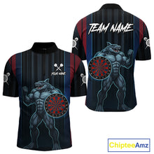 Load image into Gallery viewer, Funny Blue &amp; Red Shark Dartboard Custom Men Darts Quarter-Zip Shirt Dart Tournament Jerseys NYN1905