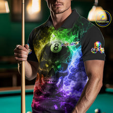 Load image into Gallery viewer, Fire Flame Skull Pool 8 Ball &amp; 9 Ball Billiard Shirt For Men Custom Billiard Team Attire|Colorful NYN2665