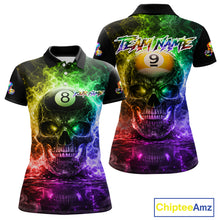 Load image into Gallery viewer, Fire Flame Skull Pool 8 Ball &amp; 9 Ball Billiard Shirt For Women Custom Billiard Team Attire|Colorful NYN2665
