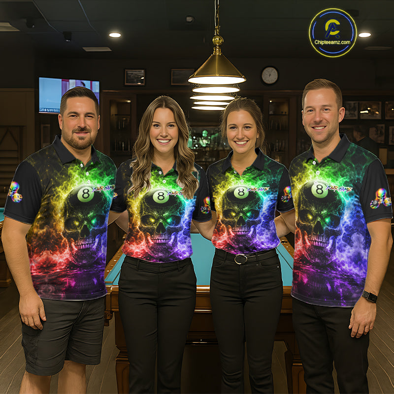 Fire Flame Skull Pool 8 Ball & 9 Ball Billiard Shirt For Women Custom Billiard Team Attire|Colorful NYN2665