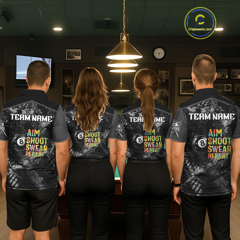 Aim Shoot Swear Repeat Ball Pool Women Polo & 1/4-Zip Team Shirt Custom 8 Ball Billiards Apparel NYN2466