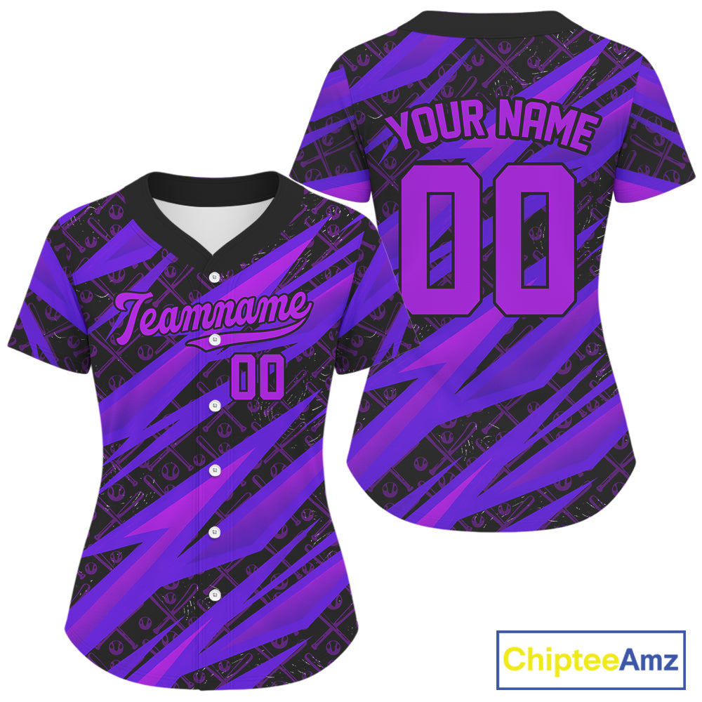 Custom Black And Purple Baseball Jerseys For Women Youth Baseball Tournament Jerseys NYN1398